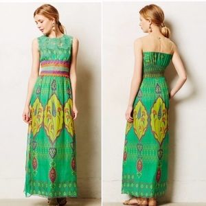 Anthropologie Green Maxi Dress
